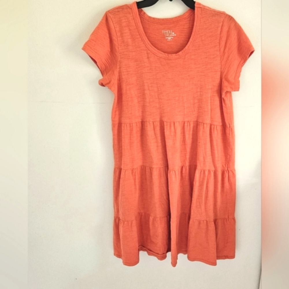 Time and Tru Orange Tiered Tshirt Dress